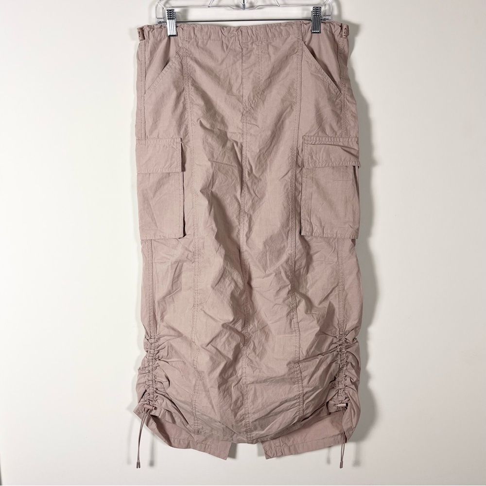 NWT Wild Fable Womens Cargo Maxi Skirt Parachute Blush Drawstring Size XS Ruched